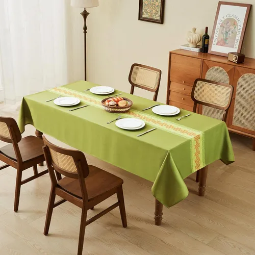Miniatura 137 de Mantel para mesa rectangular de 55x71 pulgadas, de lino sintético, resistente a las arrugas e impermeable, color beige, para cocina, comedor