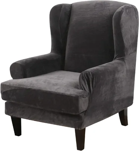 Miniatura 15 de MIFXIN Wingback - Funda para silla, de terciopelo de 2 piezas, elásticas, con funda de cojín, suave, lavable, protector de muebles para sala