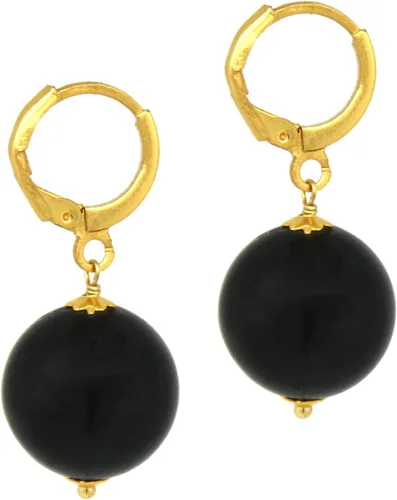 Gempires - Aretes de aro de perlas naturales, aretes de meditación, joyería hecha a mano, regalo para ella
