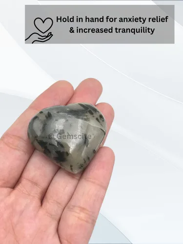 Miniatura 7 de GEMSCITE Piedra preciosa negra de rutilo con forma de corazón, 1.181 in, bolsillo de palma, curación, tallada, piedra de preocupación, buena suerte