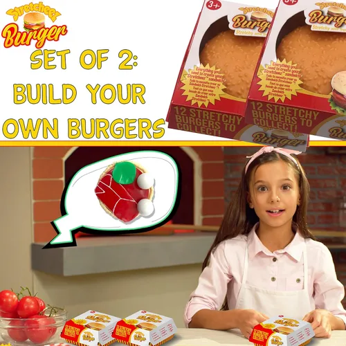 Miniatura 3 de Stretcheez Hamburguesa – Comida de juego para niños – Alimentos y coberturas elásticos – Mezcla y combina – Colecciónalos todos – Funciona