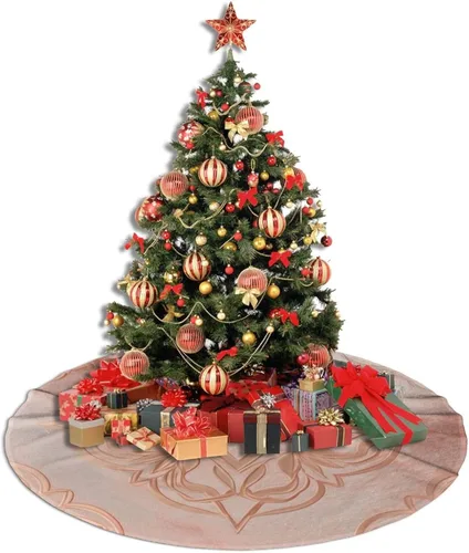 Miniatura 4 de Falda de árbol de Navidad con estampado de oro rosa, tapete suave para árbol de Navidad, decoración de Navidad para Año Nuevo, vacaciones, Navidad