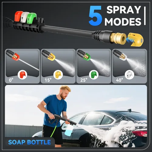 Miniatura 2 de Lavadora a presión eléctrica de 5000 PSI, lavadora eléctrica de alta resistencia, con 4 boquillas, cañón de espuma, manguera de 33 pies y botella