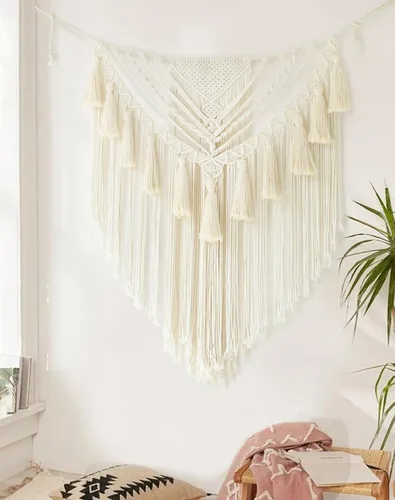 Miniatura 12 de Jakalin Decoración grande de macramé para colgar en la pared, paneles bohemios, hechos a mano, arte de pared para sala de estar, dormitorio