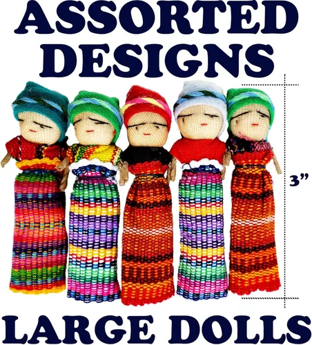 Miniatura 5 de 12 muñecas guatemaltecas grandes súper lindas + 1 bolsa de tela, hechas a mano (12 muñecas preocupadas en 1 bolsa)