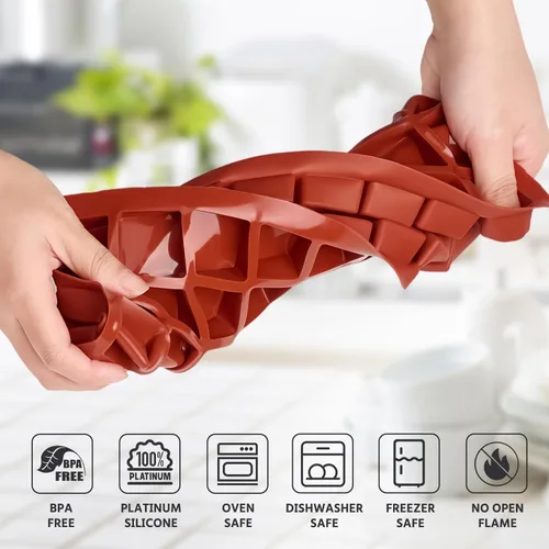 Miniatura 3 de Puyeipt Paquete de 2 moldes cuadrados de silicona para chocolate, moldes de caramelo de 40 cavidades, mini moldes para cubitos de hielo
