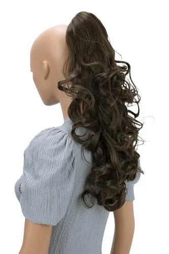 Miniatura 17 de Prettyshop - Extensión de cola de caballo de 24 pulgadas con clip, larga, voluminosa, ondulada, resistente al calor, color negro H63