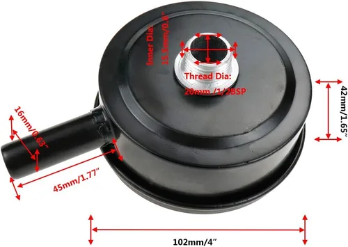 Miniatura 2 de Filtro Silenciador para Compresor de Aire 1/2" PT Rosca Macho, Silenciador de Ruido de Entrada de Metal
