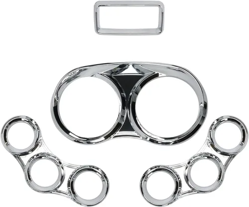 Miniatura 7 de LOSTAR Kit de cubierta de calibre central, cubiertas de medidor de salpicadero de instrumentos con visera cromada compatible con Peterbilt 379 384