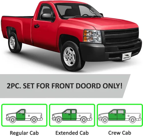 Miniatura 5 de Voron Glass Protectores de lluvia extra duraderos en canal para camiones Chevrolet (Chevy) Silverado/GMC Sierra 2007-2013 cabina regular, Para