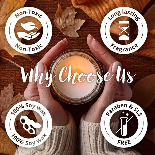 Miniatura 7 de Wax & Wit Velas de otoño con aroma de calabaza y especias para el hogar, vainilla, calabaza, canela, clavo, regalo perfecto para decoración