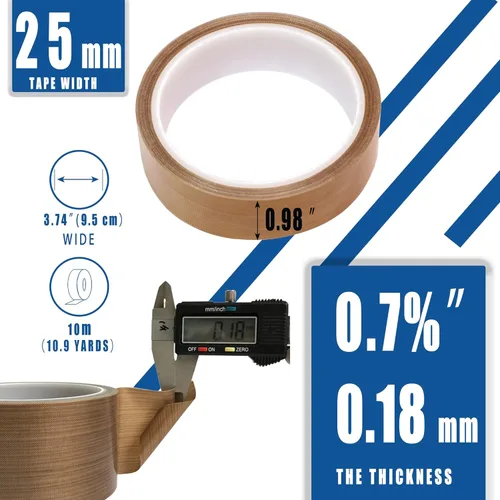 Miniatura 4 de Cinta de teflón de alta temperatura de 1 pulgada x 33 pies Cinta adhesiva de teflón de PTFE - Se adapta a Weston, FoodSaver, Seal A Meal, Cabellas