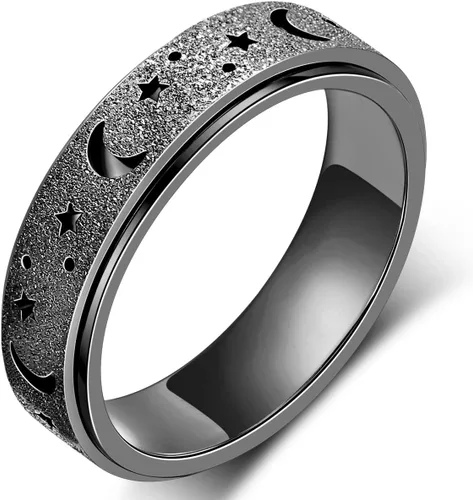 Miniatura 6 de Anillo de alivio de la ansiedad, anillo giratorio para aliviar el estrés, de acero inoxidable, anillo giratorio para mujeres, hombres, unisex