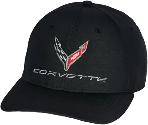 C8 Corvette Performance - Gorra de microfibra StayDri de próxima generación, con licencia oficial de GM (negro)