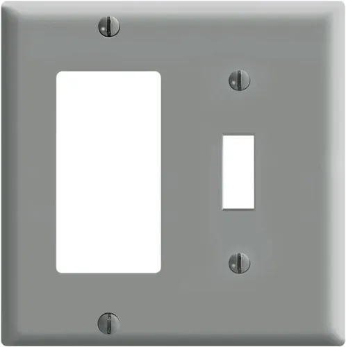 Miniatura 2 de Leviton Placa de pared combinada de dispositivos GFCI de 2 ventanas, 1 palanca, 1 palanca, tamaño estándar, termoestable, montaje para dispositivo