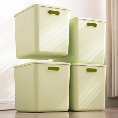 Miniatura 9 de Paquete de 5 contenedores grandes de almacenamiento de plástico blanco con tapas, caja de juguetes con asa, contenedores organizadores cestas