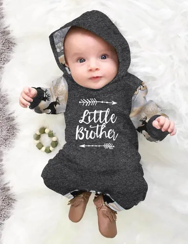 Miniatura 2 de Ropa de bebé niño, estampado de letras de manga larga mameluco ropa de bebé para niño