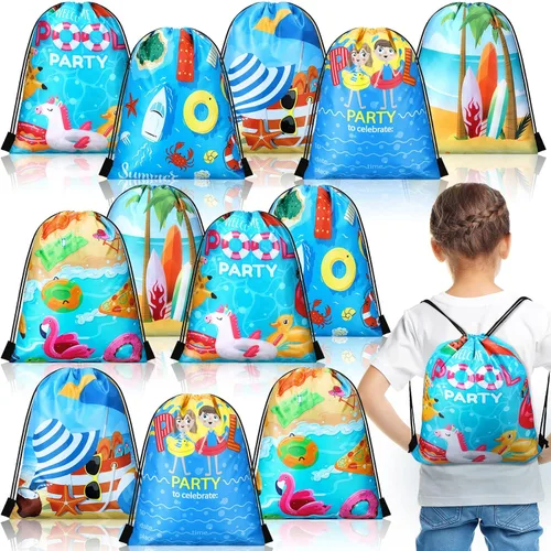 Boao 12 unidades de bolsas de regalo de fiesta de playa de verano para niños, bolsas de regalo, bolsas de dulces para fiesta en la playa