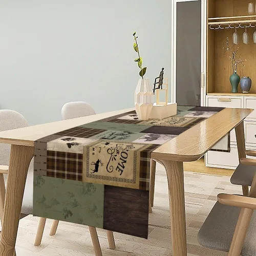 Miniatura 3 de Camino de mesa rústico de oso, estilo campestre, pino, alce, vida silvestre, para decoración del hogar, cocina, mesa de comedor, 13 x 36 pulgadas