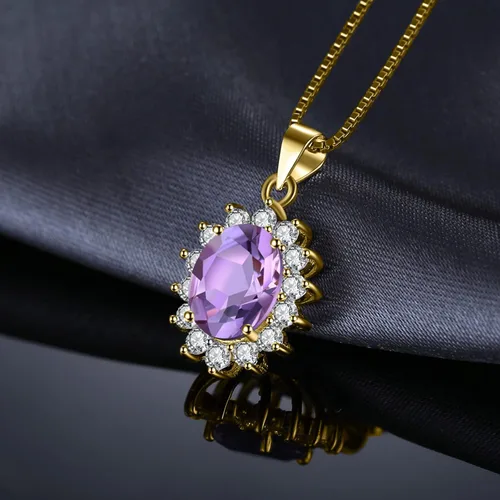 Miniatura 26 de JewelryPalace Princess Diana Kate Middleton Natural Amethyst Citrine Garnet Peridot Topaz Created Ruby Sapphire Simulated Emerald Pendant Necklace
