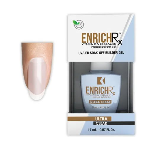 Miniatura 10 de KUPA EnrichRx Gel constructor, melocotón perfecto, vitamina E y colágeno infundido, cepillo de gel de remojo UV/LED en uñas naturales, 0.57 onzas