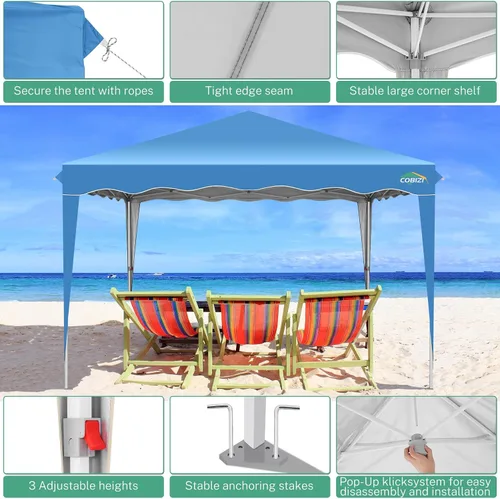Miniatura 190 de COBIZI Tienda de campaña desplegable de 6.6 x 6.6 pies, toldo resistente, fácil de instalar, impermeable, para exteriores, fiestas, playa, jardín
