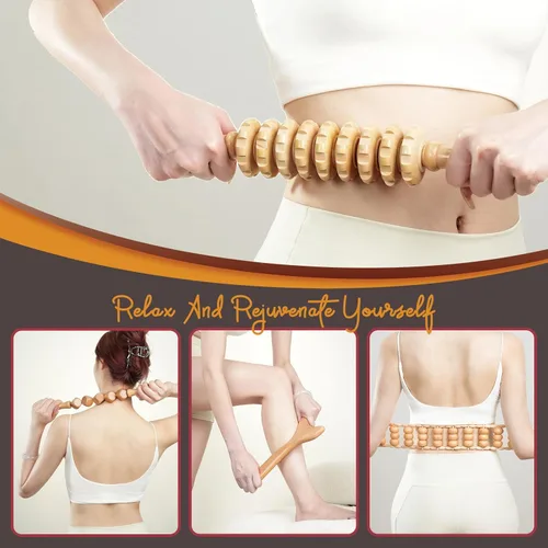 Miniatura 3 de Kit de masaje de terapia de madera 7 en 1, realiza drenaje linfático, relaja tus músculos, alivia el dolor muscular, anticelulítico