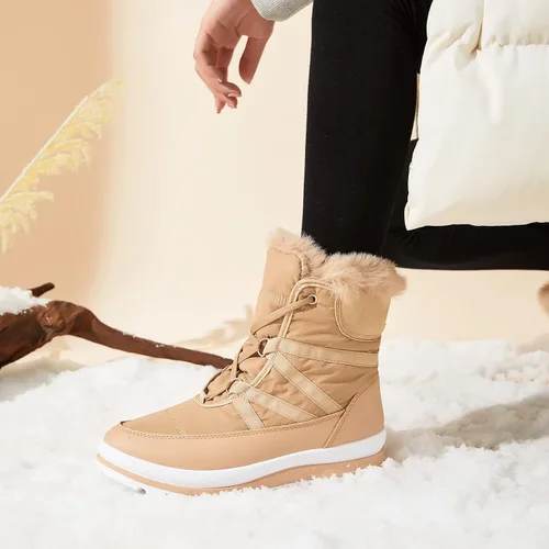Miniatura 5 de Botas de nieve de invierno con forro de piel cálida para mujer, impermeables, botas de combate antideslizantes