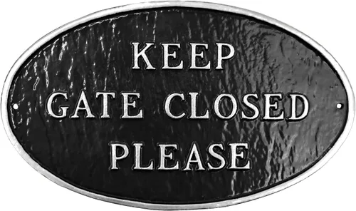 Miniatura 9 de Montague Metal Products - Letrero de placa con texto en inglés "Keep Gate Closed Please State" - Letrero de puerta - Placa de pared o césped cerrada