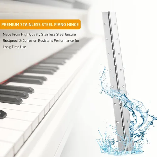 Miniatura 5 de 2 piezas de bisagra de piano de acero inoxidable de 2" x 18", bisagra de piano resistente de 0.060" / 1/16” de espesor con agujeros, bisagras