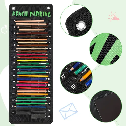 Miniatura 2 de Sabary - Organizador de bolsillo para lápices, dispensador de lápices con gráfico, soporte de bolsillo para lápices en nylon con ojales y tira