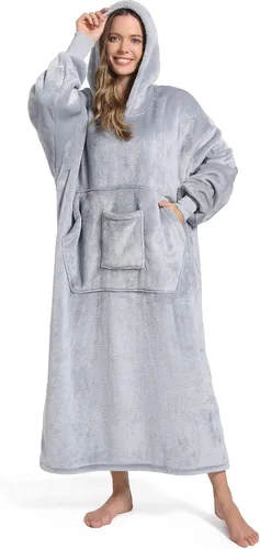 Miniatura 20 de FUSSEDA - Sudadera con manta portátil de gran tamaño, forro polar cálido y grueso con capucha sherpa acogedora con bolsillos y mangas. Regalo