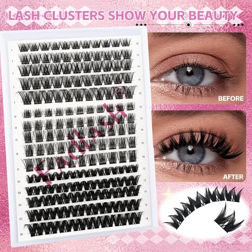 Miniatura 4 de FADLASH Extensiones de pestañas en racimo de pestañas de 0.35-0.70 pulgadas, para colocar en casa, rizado D, pestañas individuales en casa