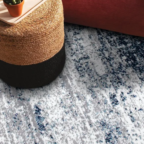 Miniatura 6 de Rugshop Alfombra abstracta azul envejecida moderna inspirada en estilo bohemio para entrada, cocina y baño, 2 x 3 pies