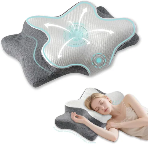 Miniatura 8 de Almohada cervical para aliviar el dolor de cuello, almohada de espuma viscoelástica de enfriamiento de 3.9 pulgadas, soporte ergonómico