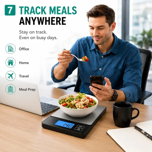 Miniatura 3 de URAMAZ Básculas inteligentes para alimentos de cocina, báscula digital de alimentos de acero inoxidable en gramos y onzas con aplicación de Multi