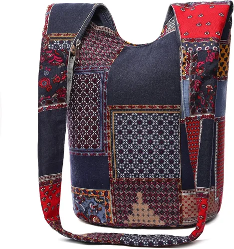 Miniatura 139 de Bolsa de hombro para mujer, de lona en estilo hippie/bohemio para llevar cruzada al hombro, disponible en diferentes colores y estampados