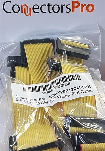 Miniatura 3 de Paquete de 5 conectores hembra IDC 2x10 20P 0.100 in 4.7 in 4 pulgadas, cable de cinta plano amarillo, filas dobles 20 pines paso FC F/F