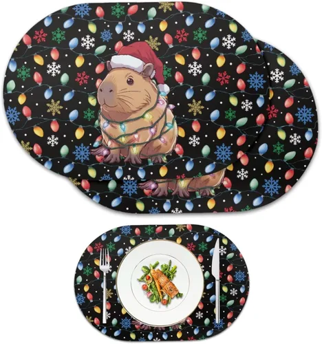 Miniatura 41 de Buteterfly - Juego de 2 manteles individuales con diseño ovalado, impermeables, lavables, resistentes al calor, decoración del hogar, cocina