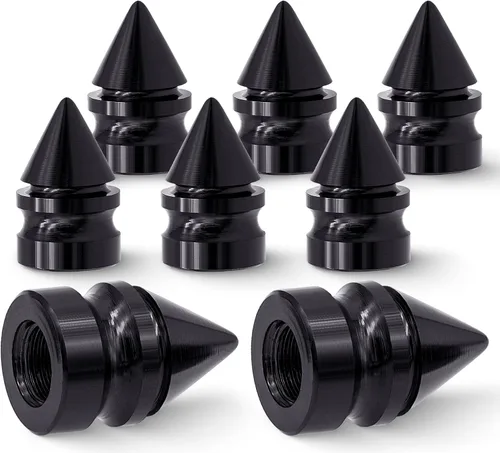 Miniatura 31 de 4 piezas de tapas de válvula de rueda con estilo púas, resistentes a la corrosión, universales de aleación de aluminio a prueba de polvo para Spiked
