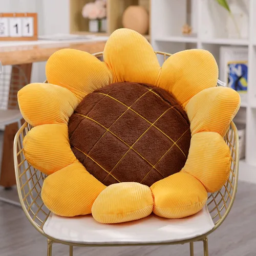 Miniatura 2 de LEVINIS Cojines de silla con forma de girasol amarillo, almohadas decorativas grandes de terciopelo suave, cojín reversible para cama, automóvil