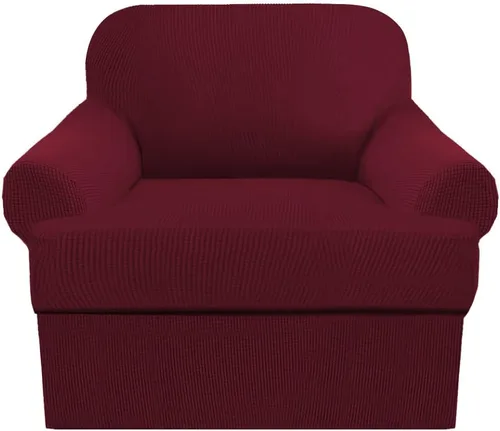 Miniatura 27 de Juego de fundas para sillas con cojines en T de 2 piezas, funda de sofá elástica para sillones y sillas con cojines en T