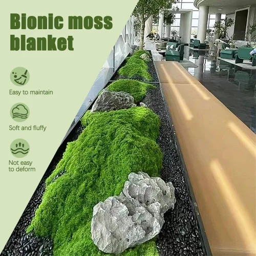 Miniatura 3 de Tapete de musgo verde artificial, alfombra de pared de césped con tela base de 39.37 x 39.37 pulgadas, musgo falso para manualidades, musgo