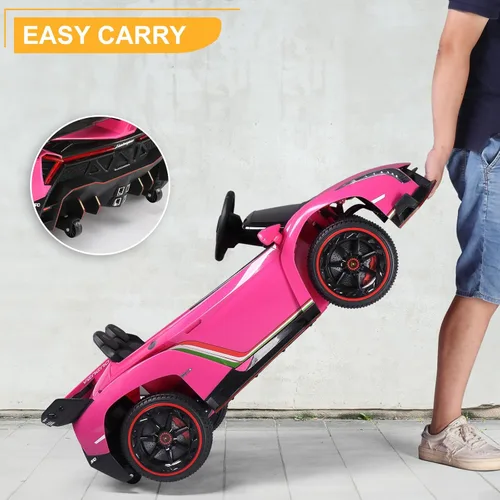 Miniatura 5 de Winado Auto eléctrico para niños de 12V, vehículo con licencia Lamborghini Veneno, juguete de auto con batería, control parental, puertas Rosa