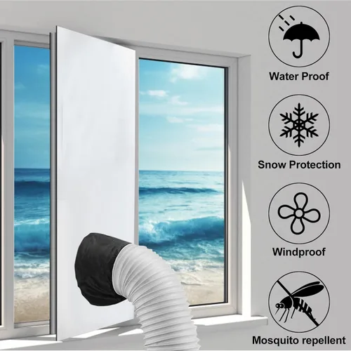 Miniatura 3 de Kit de paño de ventilación portátil para ventana de aire acondicionado, sello de ventana de aire acondicionado, ventilación universal de CA