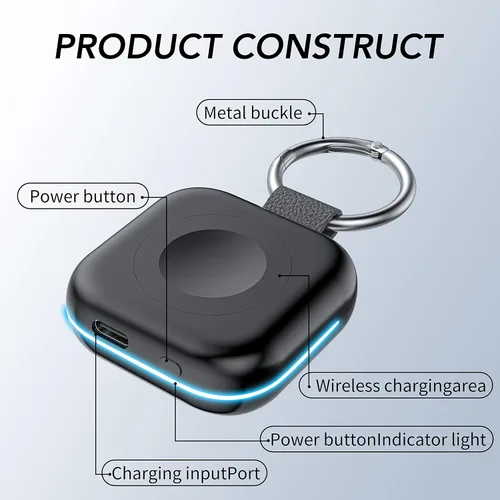 Miniatura 3 de HUOTO - Cargador portátil para Apple Watch, cargador magnético inalámbrico para iWatch de 1200 mAh, batería externa para viajes, llavero