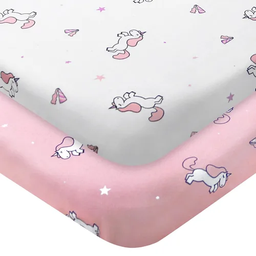 Miniatura 15 de Sábana de cuna, paquete de 2 sábanas de cuna, sábanas de cuna ultra suaves para bebés niños o niñas, ajuste universal para cuna rectangular