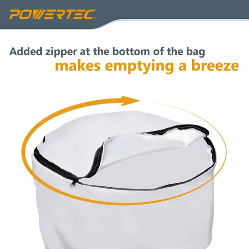 Miniatura 5 de POWERTEC 70474 - Bolsa colectora de polvo y codo de 90 grados ID/OD de 4 pulgadas, filtro de 30 micrones con abrazadera de manguera de llave de 4
