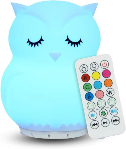 Miniatura 11 de Altavoz Bluetooth combinado y luz nocturna con 9 emisiones de color, silicona apta para niños y libre de BPA, recarga USB, recibe audio