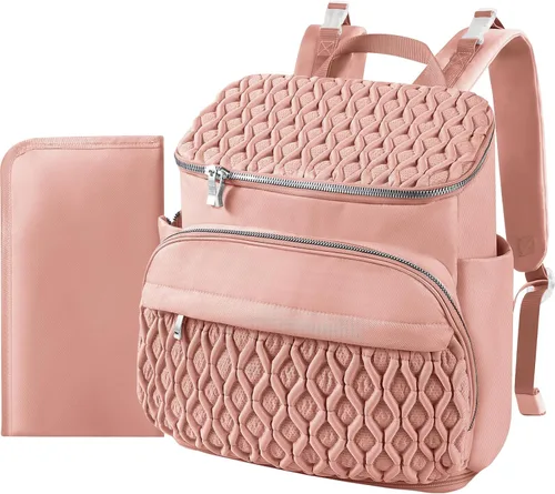 Mochila para pañales, bolsa de bebé grande para niñas y niños, mochila de pañales de viaje con bolsillo aislado, bonita bolsa de pañales con correas